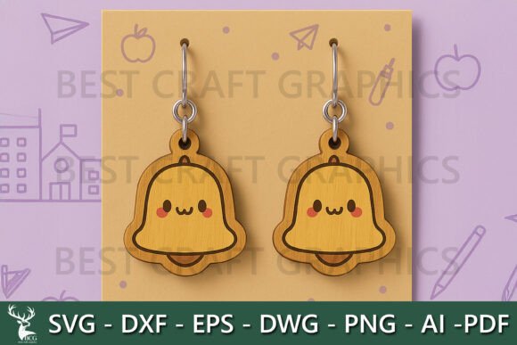 Cute School Bell Earrings SVG