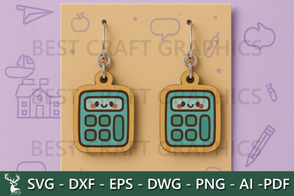 Kawaii Calculator Earrings SVG for Creators