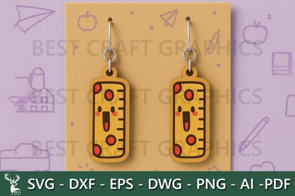 Kawaii Ruler Earrings Laser Cut SVG