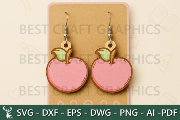 Pink Apple Earrings – Teacher Gift SVG