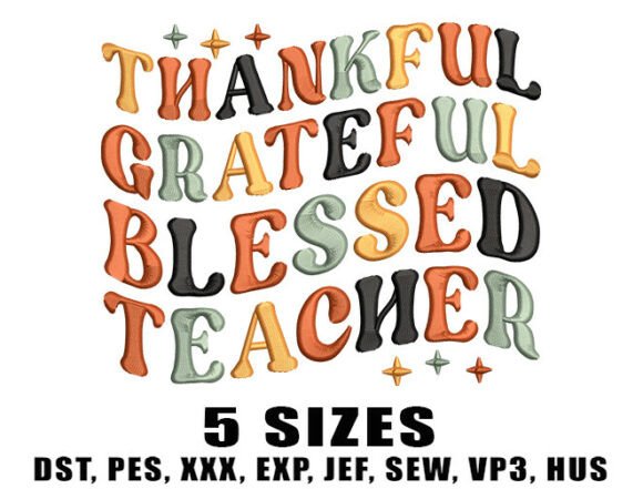 Thankful Teacher Embroidery Design