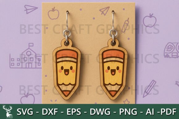 Transforming Classroom Charm into Wearable Art with Cute Pencil Earrings SVG Laser Cut